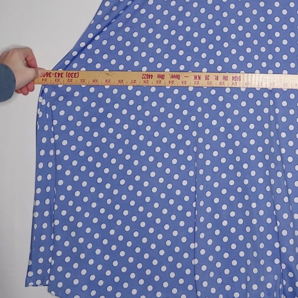 Perceptions Empire‎ Dress 3X Sky Blue Polka-Dot Retro Classic Pinup - Picture 6 of 9